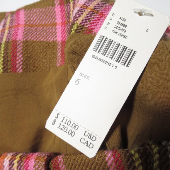 Anthropologie Maeve Button-Front Mini Skirt Pink Plaid - Medium - Picture 7 of 12